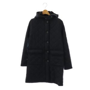 裏ボアキルティングフーデッドコート 中綿 ロング 36 ネイビー /HK OS