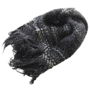 フリンジストール マフラー グレー 白色 ホワイト /SR