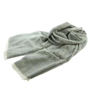 ストール ウール シルク混 GG柄 グレー 165903