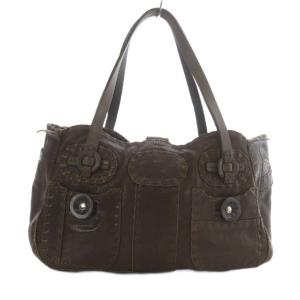 JAMIN PUECH トートバッグ ベルトデザインハンドバッグ レザー ダークブラウン /YO11