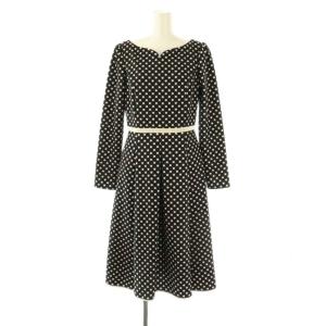 23AW 洗える CLOVER STAMP ドレスワンピース ロング 総柄 0 ブラック オフホワイト