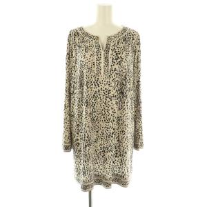 ファッション 総柄 チュニック 長袖 44 グレージュ 黒 /NR OS