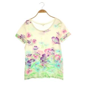 花柄 半袖 カットソー Tシャツ 40 ホワイト マルチカラー /ES OS