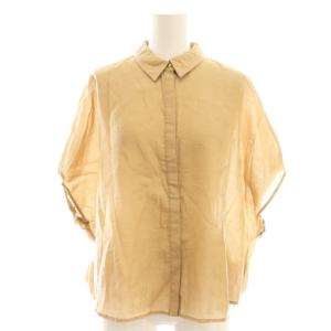 25SS リネン混 襟付きブラウス フレンチスリーブ F ベージュ /AT OS