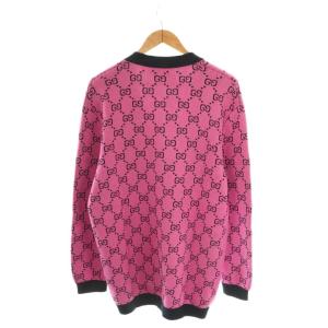 GUCCI 662036 GG柄 ウール カーディガン S ピンク ブラック