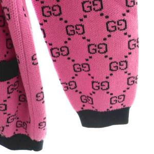 GUCCI 662036 GG柄 ウール カーディガン S ピンク ブラック