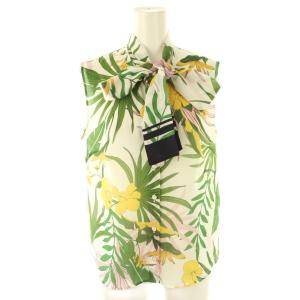 トロピカルフラワーブラウス シャツ ノースリーブ 38 ホワイト マルチカラー /ES OS