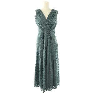 24SS フリンジジャガードカシュクールワンピース ノースリーブ 1 グレイッシュブルー /ES OS