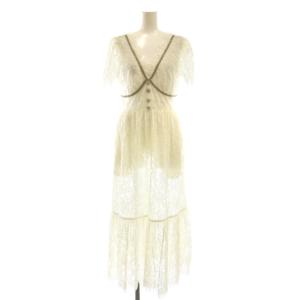 IVORY ORGANIC COTTON LACE DIAMANTE TRIM MIDI DRESS