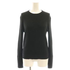 ラメリブクルーネックニット カットソー 長袖 S 黒 ブラック /AT OS SH