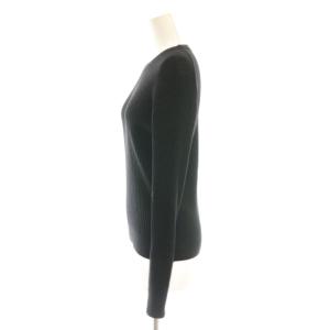 three dots ラメリブクルーネックニット カットソー 長袖 S 黒 ブラック /AT OS SH