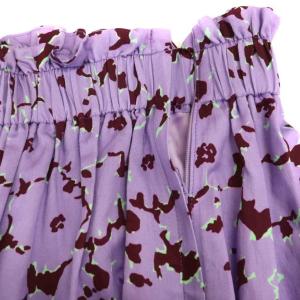 BALLSEY スプレッドフラワープリント ウエストギャザーミディスカート 36 パープル ボルドー /DF OS