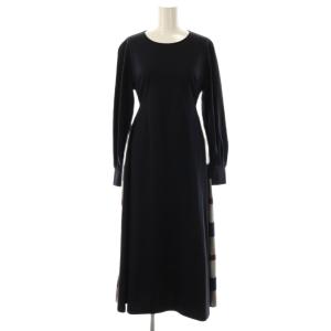 サイドチェックワンピース 36 ネイビー 紺色 マルチカラー /CX OS