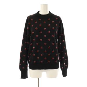 ハートジャガーニット セーター プルオーバー 38 黒 ブラック 赤 レッド 白 ホワイト /CX OS