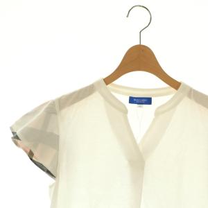 BLUE LABEL CRESTBRIDGE フレンチスリーブTシャツ カットソー 38 ホワイト ピンクベージュ ブラック /DO OS