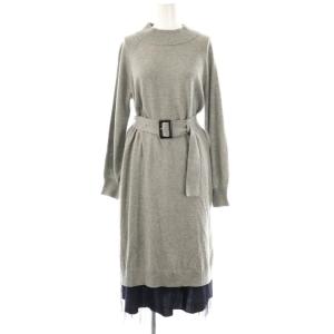 2点セット チェックスカート ニットワンピース 36 グレー ネイビー マルチカラー /DO OS