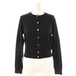 ウール クロップドカーディガン ニット クルーネック M 黒 ブラック /AT OS