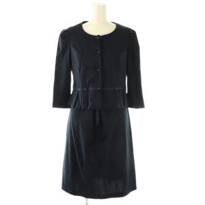 セットアップ ノースリーブワンピース フラワーボタンノーカラージャケット ネイビー /DO OS