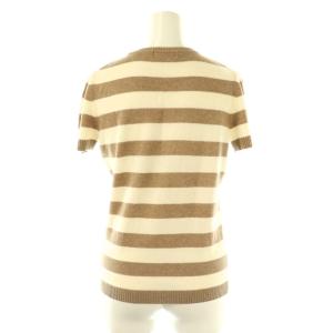 BURBERRY BLUE LABEL カシミヤ混ウール半袖ボーダーニット カットソー 38 モカ アイボリー /DO OS