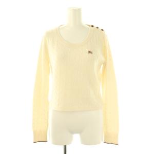 カシミヤ混ウール肩ボタンケーブルニット セーター 38 オフホワイト /DO OS