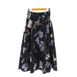Rirandture 大花タックスカート フレア ロング 1 ネイビー /HK OS