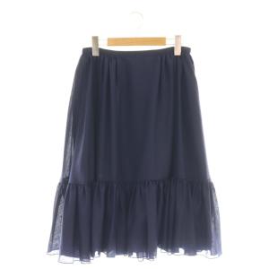 ギャザー フレアスカート ひざ丈 38 ネイビー 39823 /DF OS