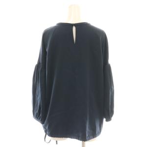 FOXEY NEW YORK バルーン袖 ブラウス 七分袖 クルーネック 38 紺 ネイビー /AT OS