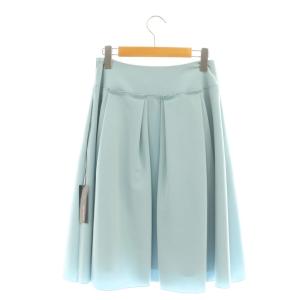 FOXEY NEW YORK ナタリー タックフレアスカート ひざ丈 38 ライトブルー 39981 /DF OS