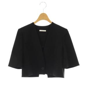 24SS トロピカルショートジャケット ノーカラージャケット 36 ブラック /DF OS