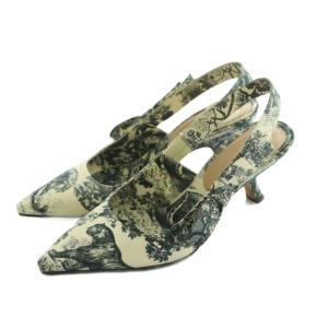 toile de jouy トワル ドゥ ジュイ パンプス 総柄 リボン 35