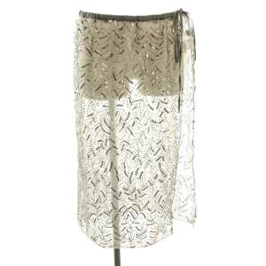 25SS チュールビーズラップスカート タイト ミモレ ロング F グレー /AT OS