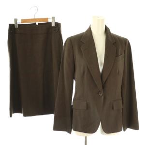 セットアップ ウール ジャケット テーラード スカート 膝丈 2 ブラウン /HK OS