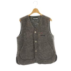 ベスト ウール Vネック 前開き L グレー /CX OS