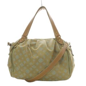 ハンドバッグ ショルダーバッグ 2way 斜め掛け モノグラム 総柄 ナイロン グリーン /YO21