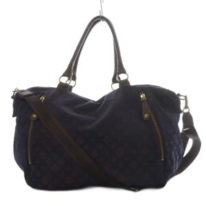 トートバッグ ショルダーバッグ 2way 斜め掛け モノグラム 総柄 ナイロン ネイビー /YO21