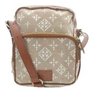 キャンバス ショルダーバッグ ロゴ 茶色 ブラウン /SR