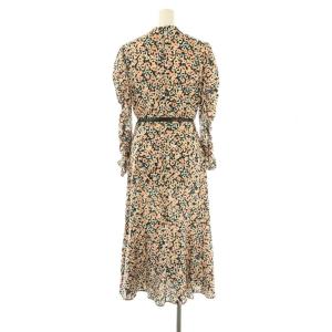 ANAYI レオパードフラワープリント切り替え ワンピース 総柄 ベルト付き 38 黒 マルチカラー /CX OS