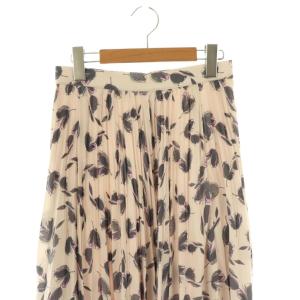 ANAYI 25SS チューリッププリントプリーツスカート 38 ベージュ