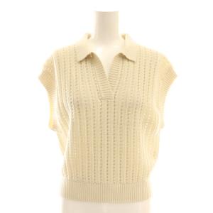 コードスキッパーポロ衿 プルオーバー ニット セーター ノースリーブ 38 アイボリー /AT OS