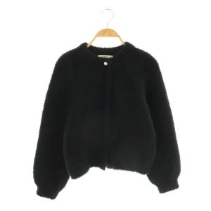 ベビーアルパカブルゾンジャケット 38 黒 ブラック ノーカラー /CX OS