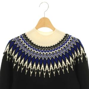 ANAYI 求心ビジュープルオーバー ニット セーター 38 ブラック ブルー オフホワイト /ES OS