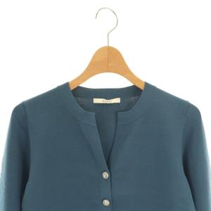 ANAYI 24AW アソート釦キーネック カーディガン 36 ブルー /CX OS