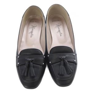 GINZA Kanematsu タッセル付きヒール ローファー レザー 23.5cm 黒 ブラック /SR