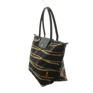 Longchamp ル・プリアージュ トートバッグ 総柄 黒 ブラック ベージュ 赤 レッド /MI OS