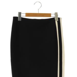 ESCADA サイドライン スカート タイト ストレッチ 34 黒 ブラック 白 ホワイト /CX OS
