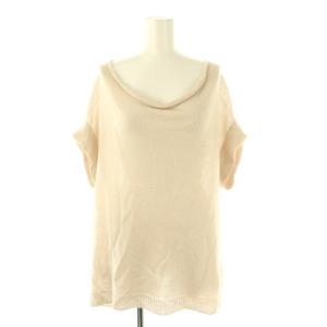 スパンコール ニット カットソー フレンチスリーブ M ベージュ /AT OS