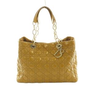 レディディオール トートバッグ エナメル キルティング マスタード