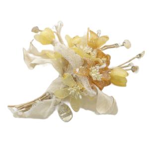 フラワーブローチ アイボリー オレンジ /SR