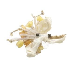 GASA フラワーブローチ アイボリー オレンジ /SR