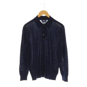 ニットポロシャツ ウール SP 紺 ネイビー /CX OS